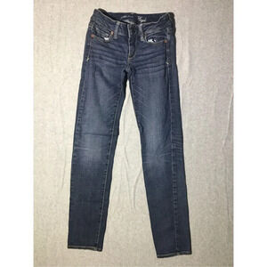 Womens American Eagle Jeans Size 00 Short Stretchy Skinny Medium Wash